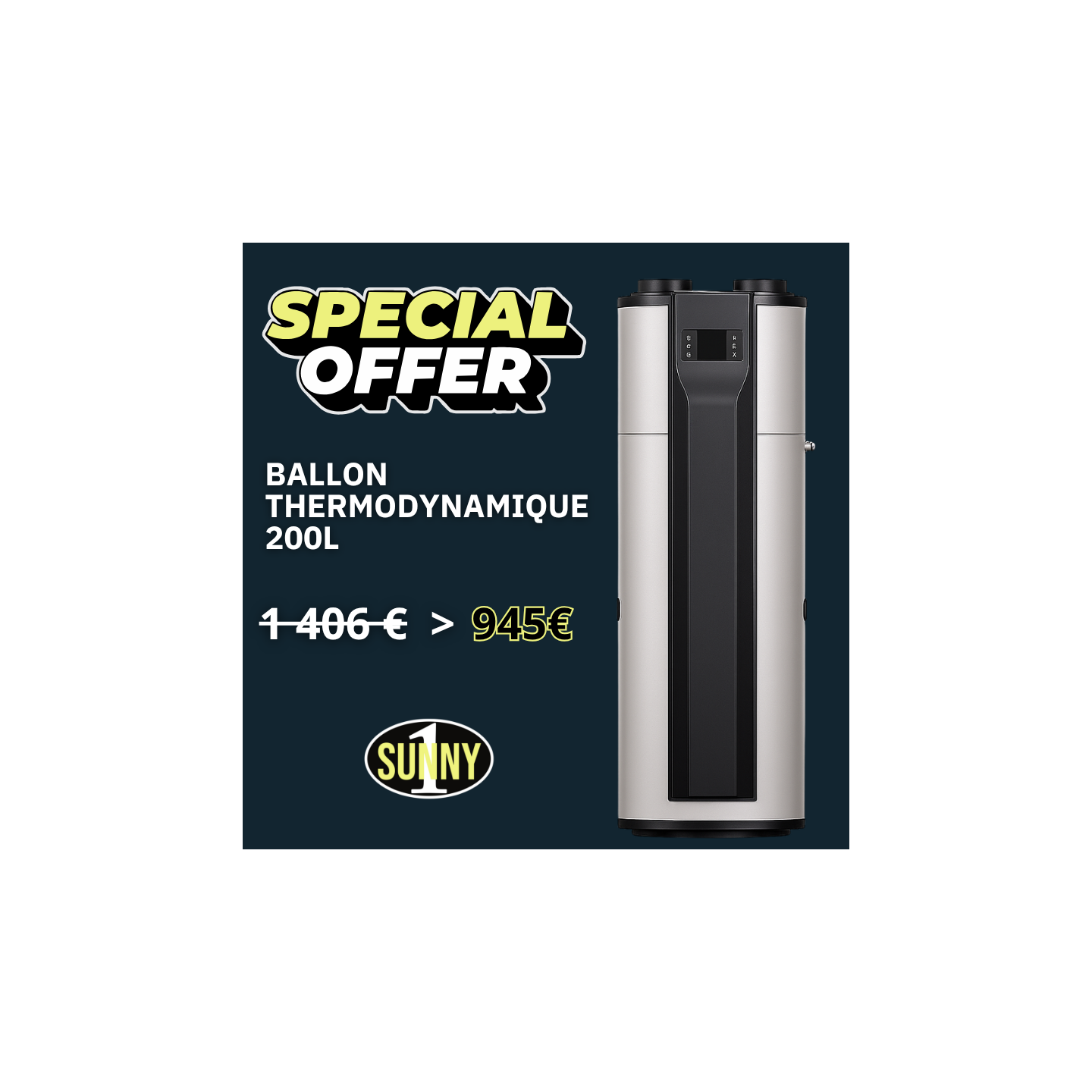 Chauffe-eau thermodynamique 200L – Compact et connecté