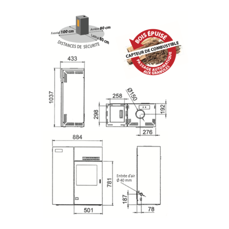 Poêle mixte bois et granulés hybride - BRONPI
