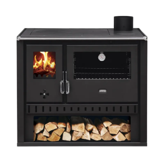 Cuisinière à bois Prity GT en acier sortie côté droit vue de face