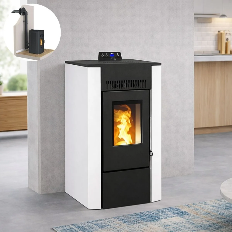 Poêle à pellet étanche LVZ Alexa 9 blanc – installation intérieure