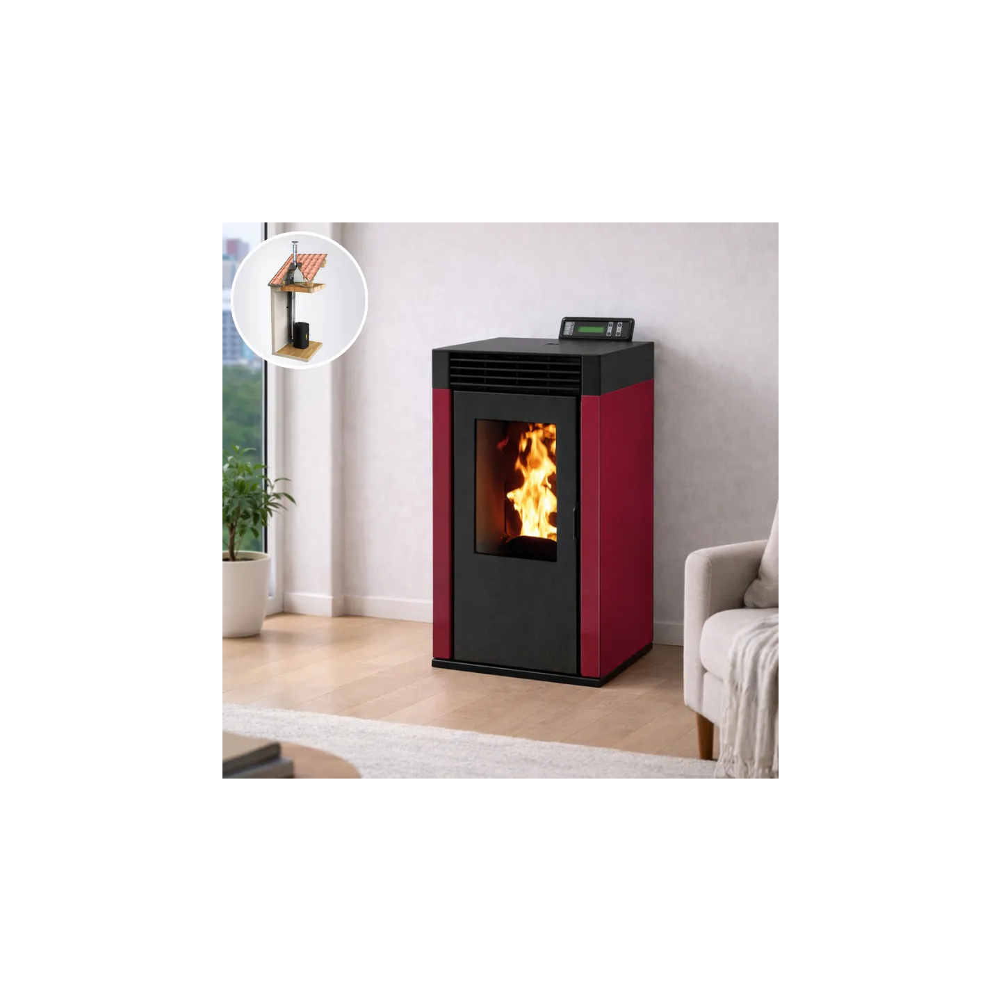 Pack poêle à pellet étanche 8 kW MARINA + kit conduit Ø80/125 |