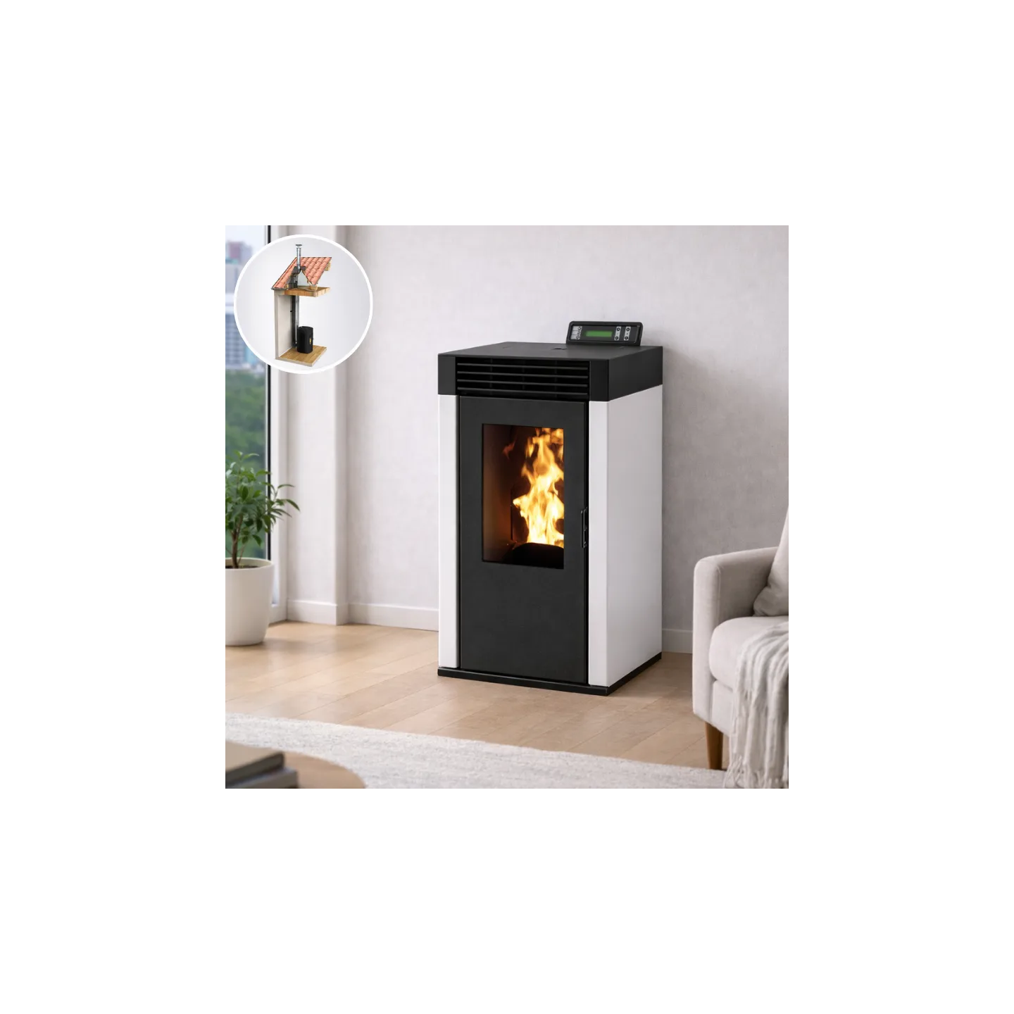 Pack poêle à pellet étanche 8 kW MARINA + kit conduit Ø80/125 |