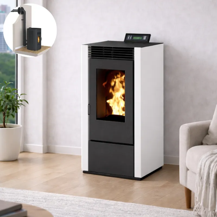 poêle à granulés MARINA 11 blanc étanche pack ventouse salon chauffage économique