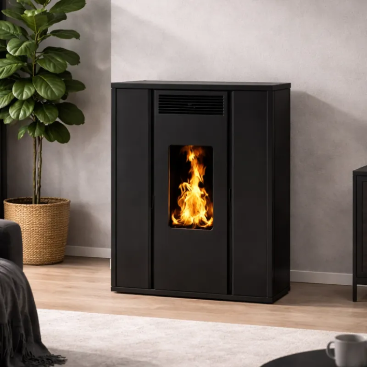 Poêle à granulés TESSA 10 noir en intérieur – chauffage compact