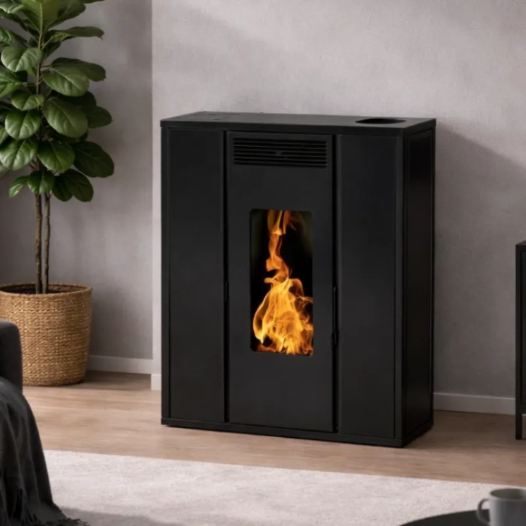 Poêle à granulés TESSA 10 noir en intérieur – chauffage compact