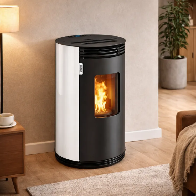 Image d'ambiance poêle à granulés Odaya 8kw blanc