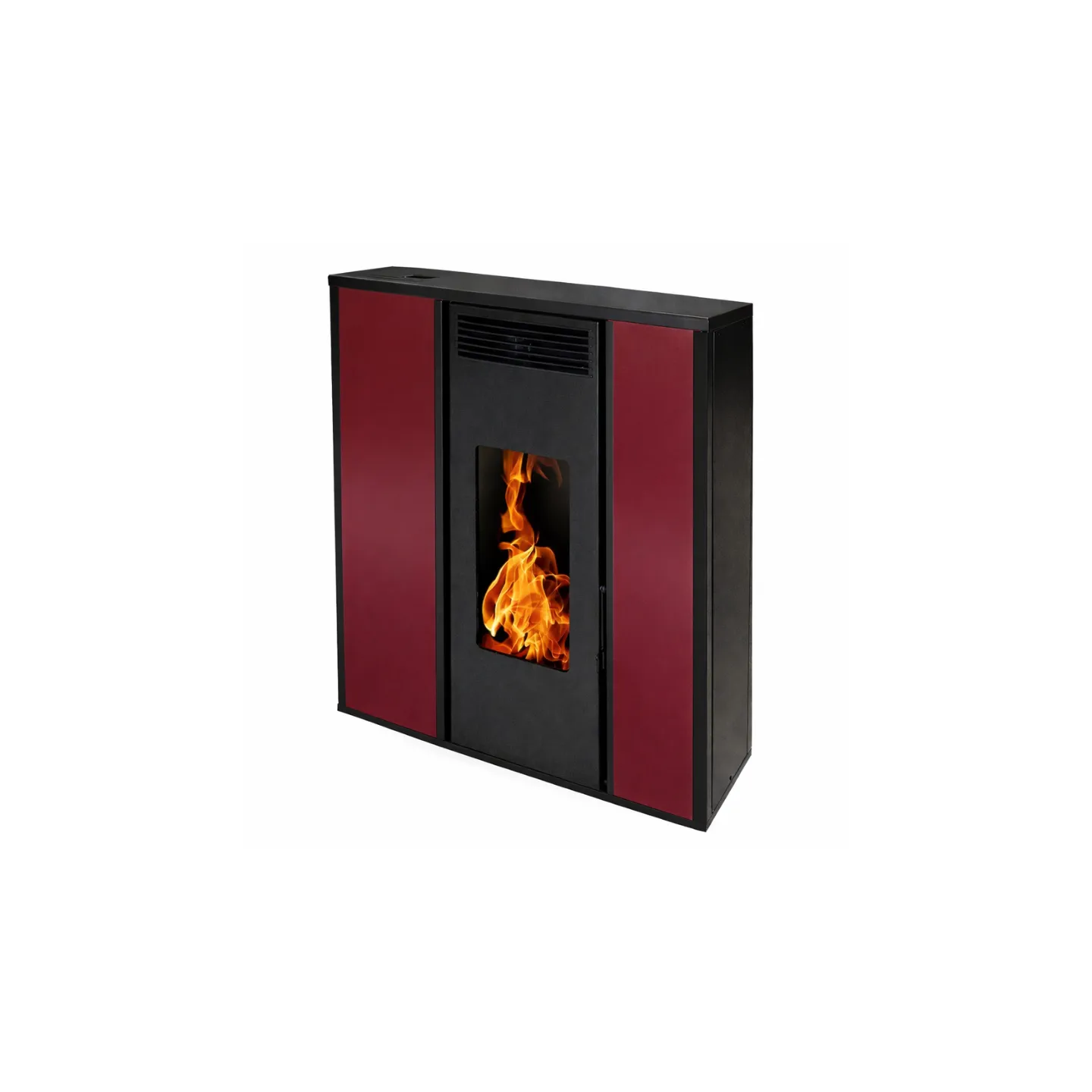 Poêle à granulés TESSA 10 bordeaux vue produit isolé – design moderne