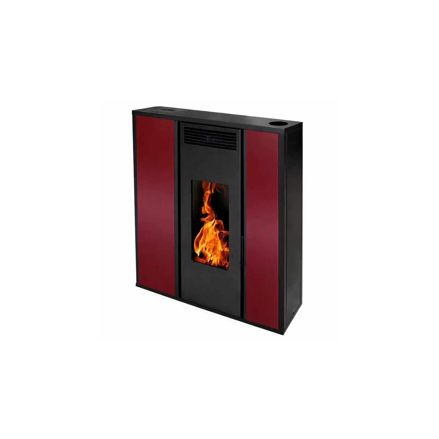 Poêle à granulés TESSA 10 bordeaux vue produit isolé – design moderne
