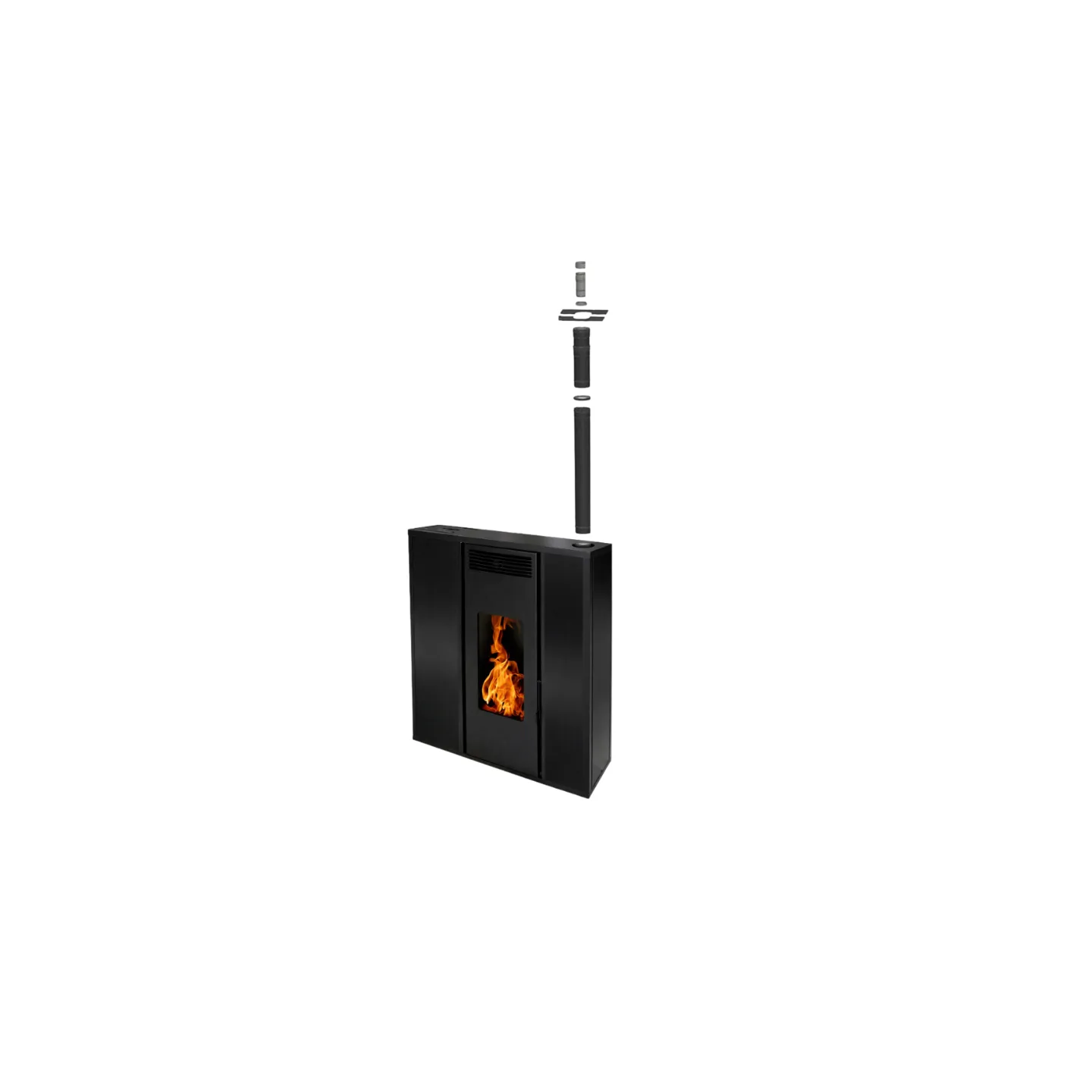 Poêle à pellet TESSA 10 noir avec kit conduit vertical EMAFLAM