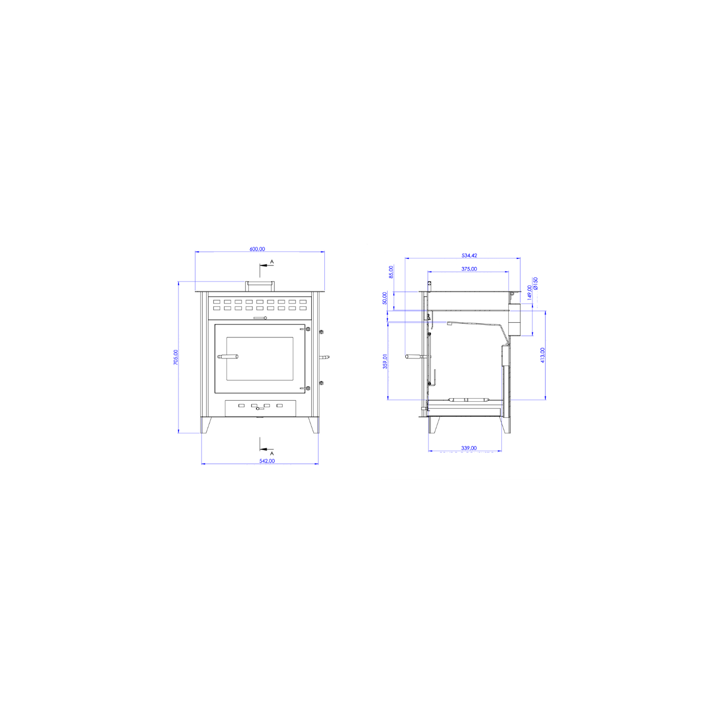 Poêle à bois avec four Hugo 9 kW - EMAFLAM