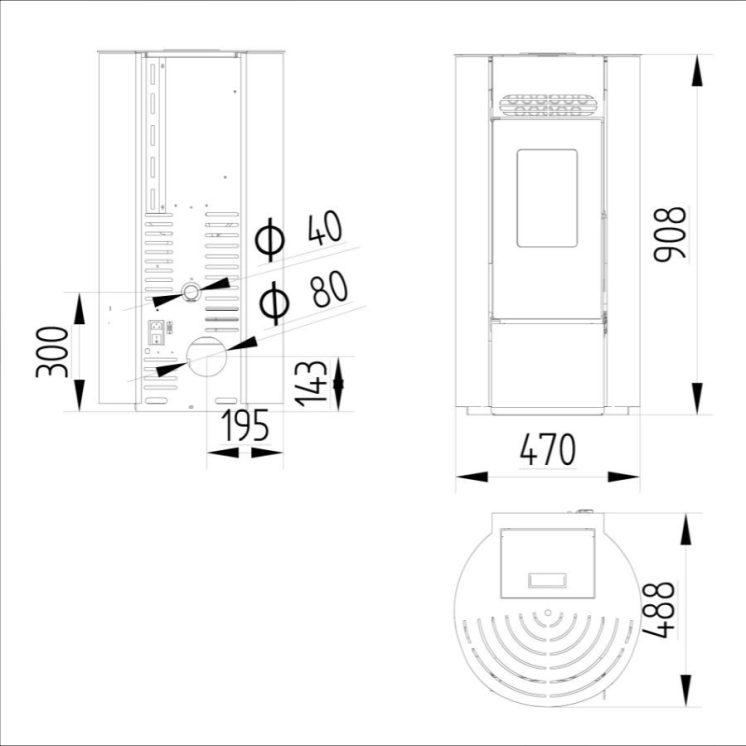 Pack Poêle à granulés étanche LEANDRO 9 kW + kit vertical