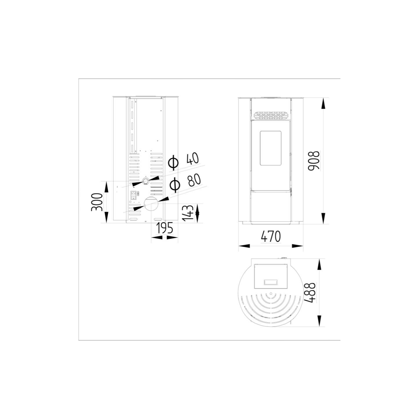Pack Poêle à granulés étanche LEANDRO 9 kW + kit vertical