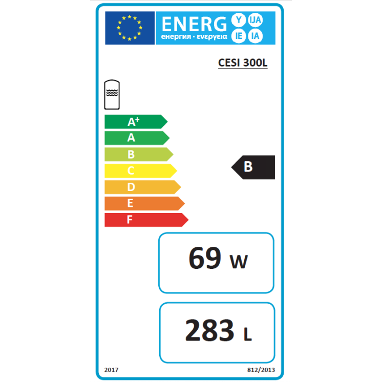 étiquette énergétique du chauffe-Eau Solaire Individuel 300 litres Sunny