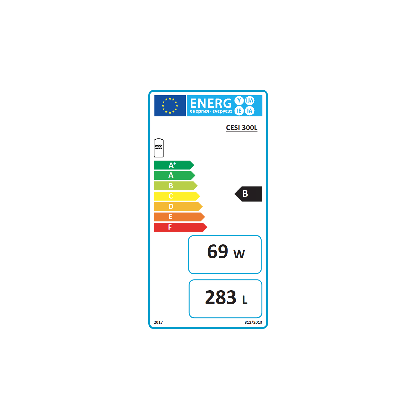 étiquette énergétique du chauffe-Eau Solaire Individuel 300 litres Sunny