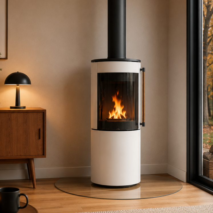 Poêle à bois Aubis Noir & Blanc - 7,6 kW | Sunny Habitat