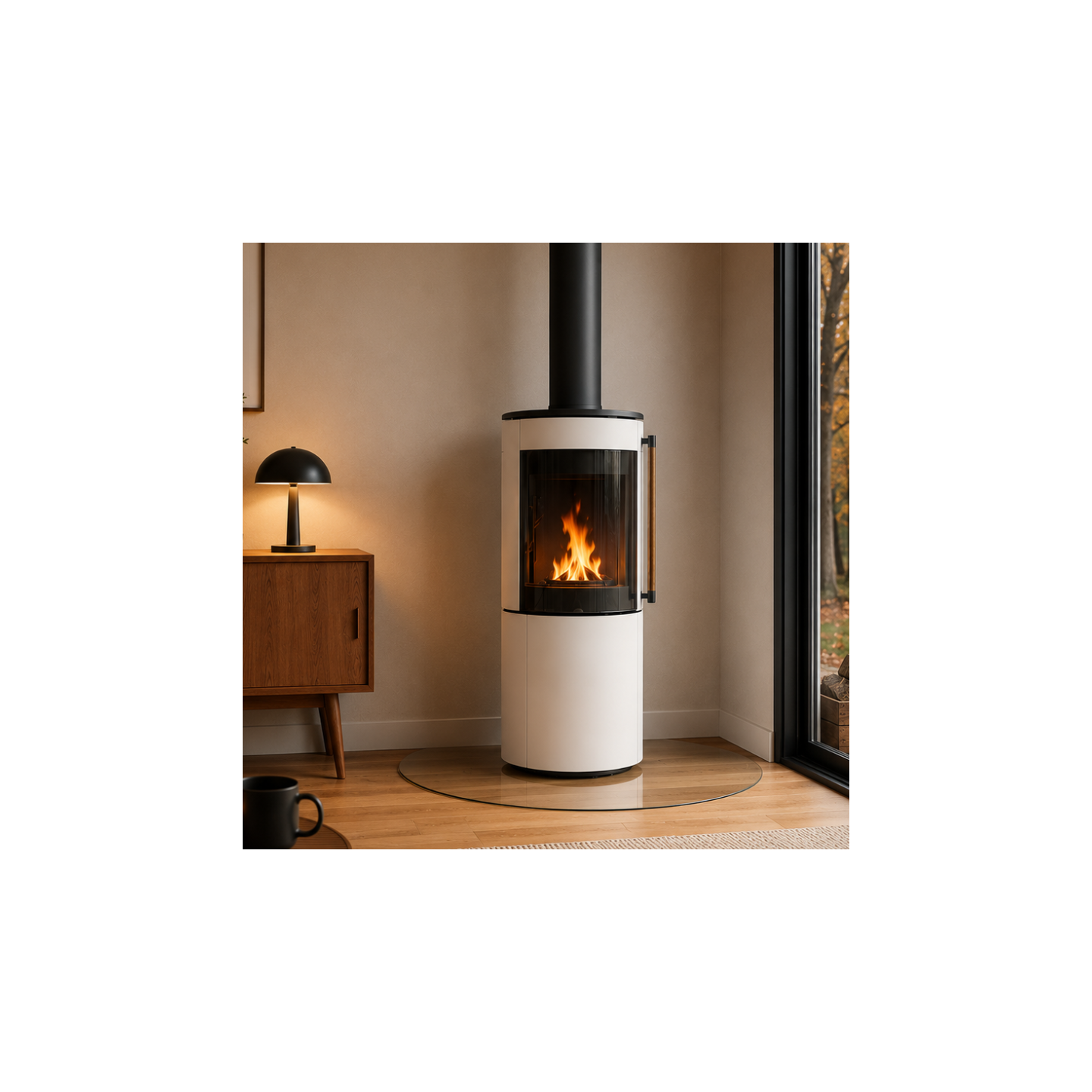 Poêle à bois Aubis Noir & Blanc - 7,6 kW | Sunny Habitat