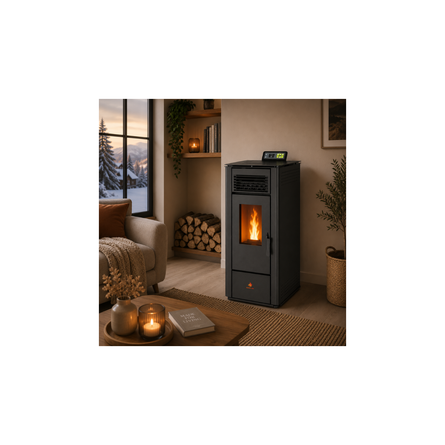 Poêle à granulés étanche EMMA 10 kW avec télécommande