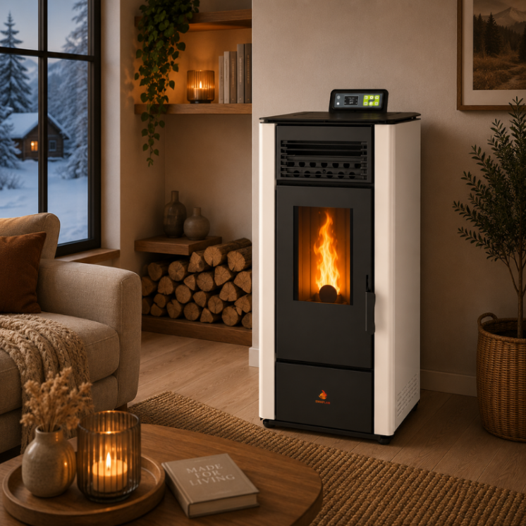 Poêle à granulés étanche EMMA 10 kW avec télécommande