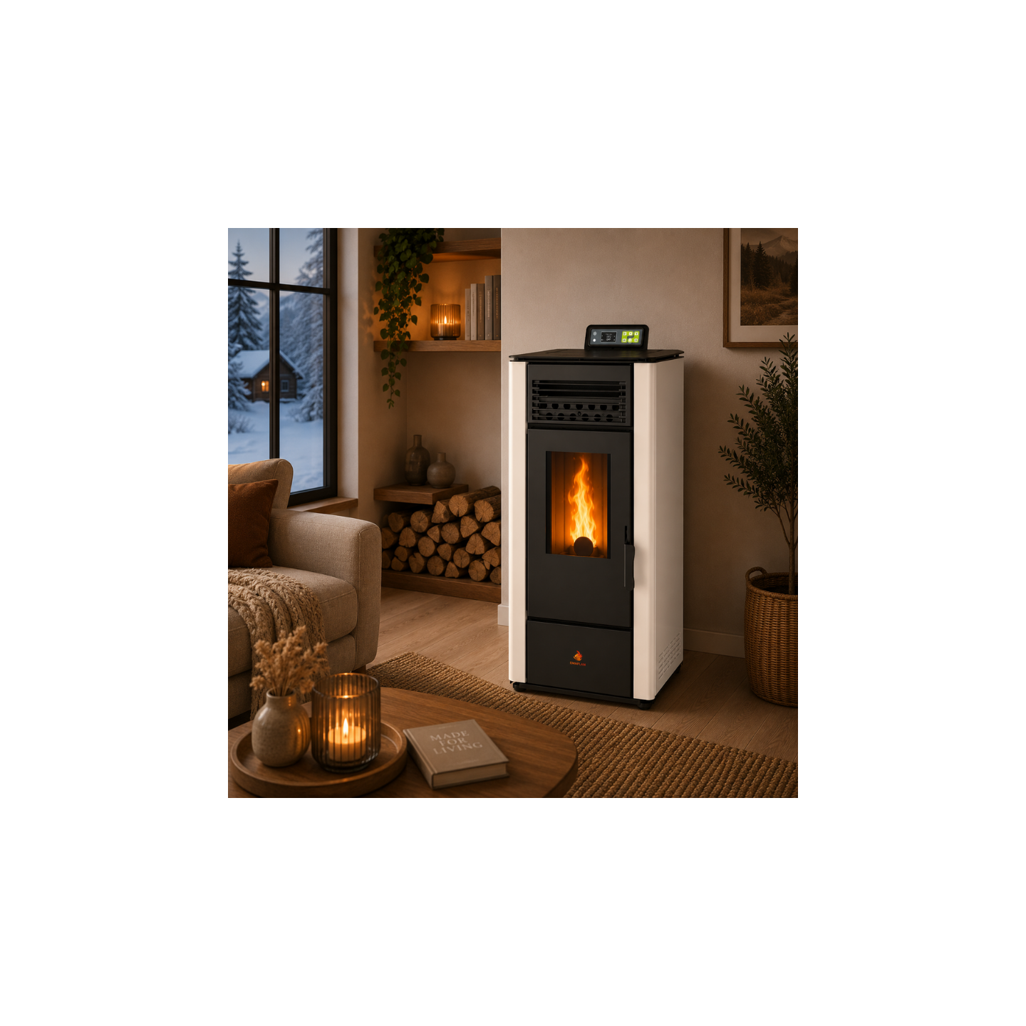 Poêle à granulés étanche EMMA 10 kW avec télécommande