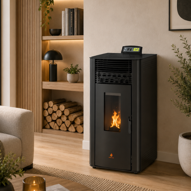 Poêle à granulés étanche EMMA 15 kW avec télécommande
