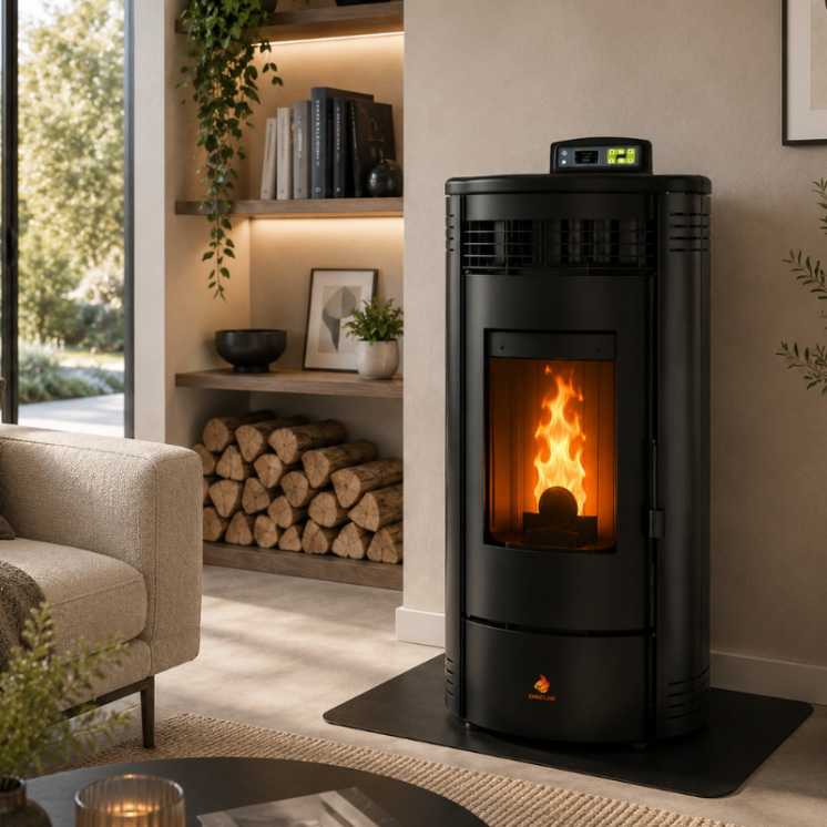 Poêle à granulés étanche FLORA 9 kW avec télécommande
