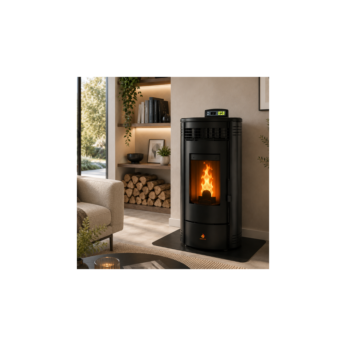 Poêle à granulés étanche FLORA 9 kW avec télécommande