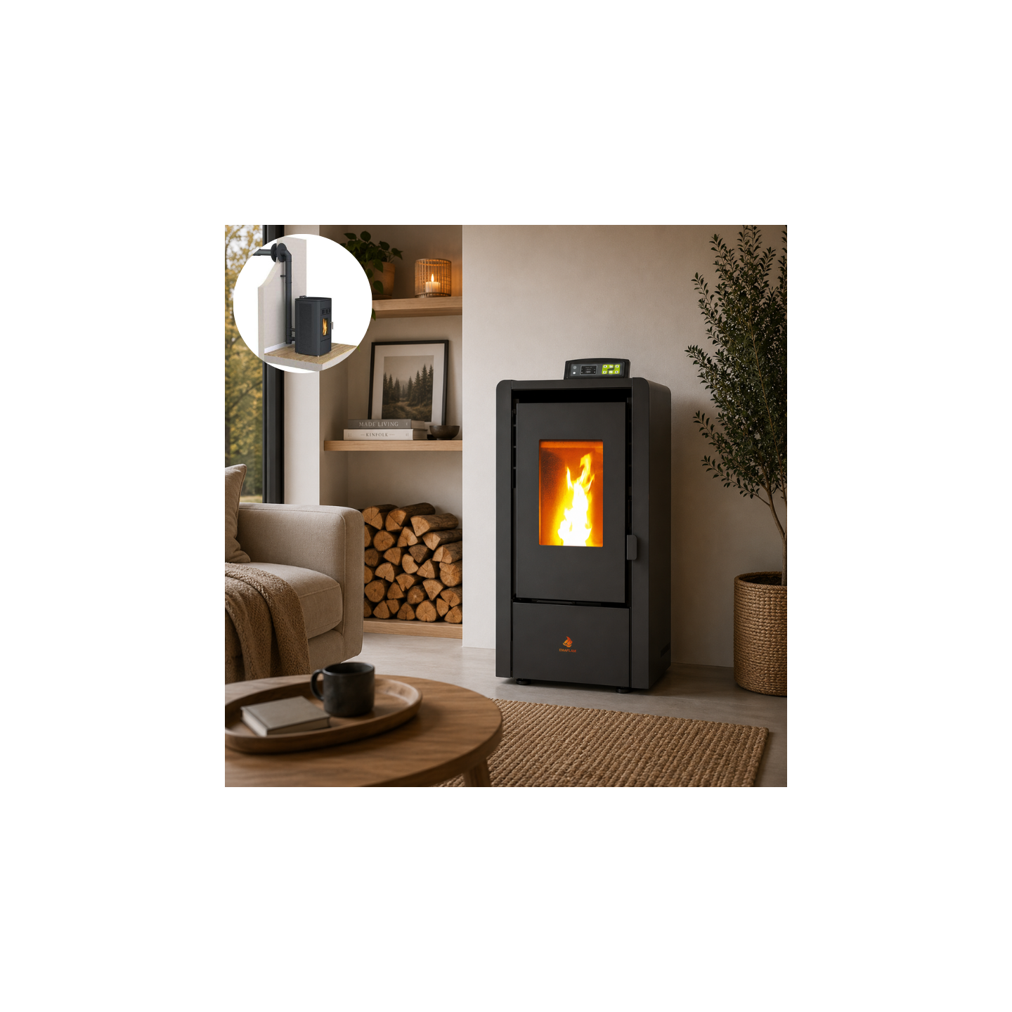 Pack poêle à granulés étanche EMMA 6 kW avec kit ventouse