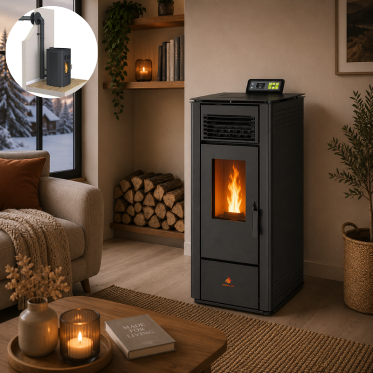 Pack poêle à granulés étanche EMMA 10 kW avec kit ventouse