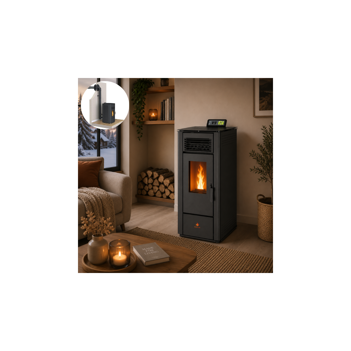 Pack poêle à granulés étanche EMMA 10 kW avec kit ventouse