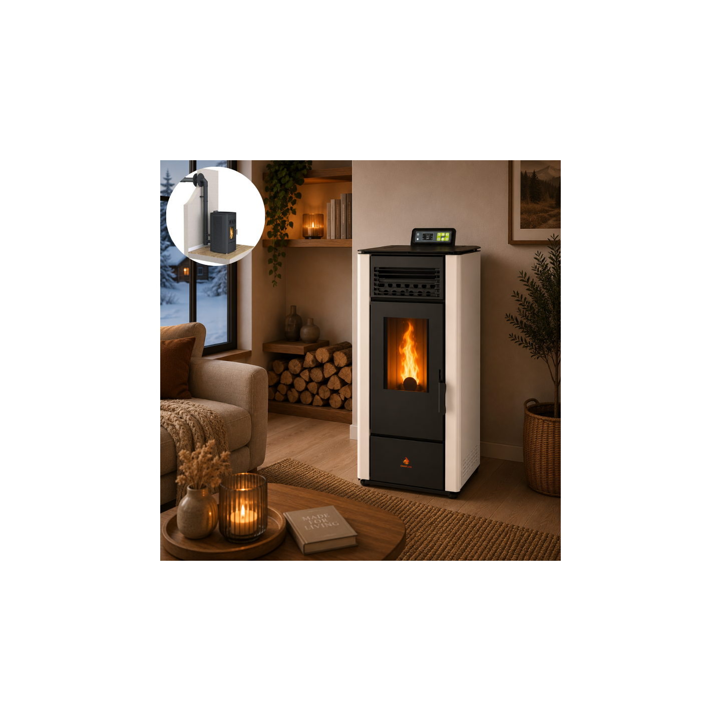 Pack poêle à granulés étanche EMMA 10 kW avec kit ventouse