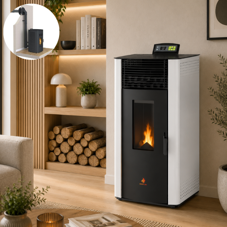 Pack poêle à granulés étanche EMMA 15 kW avec kit ventouse