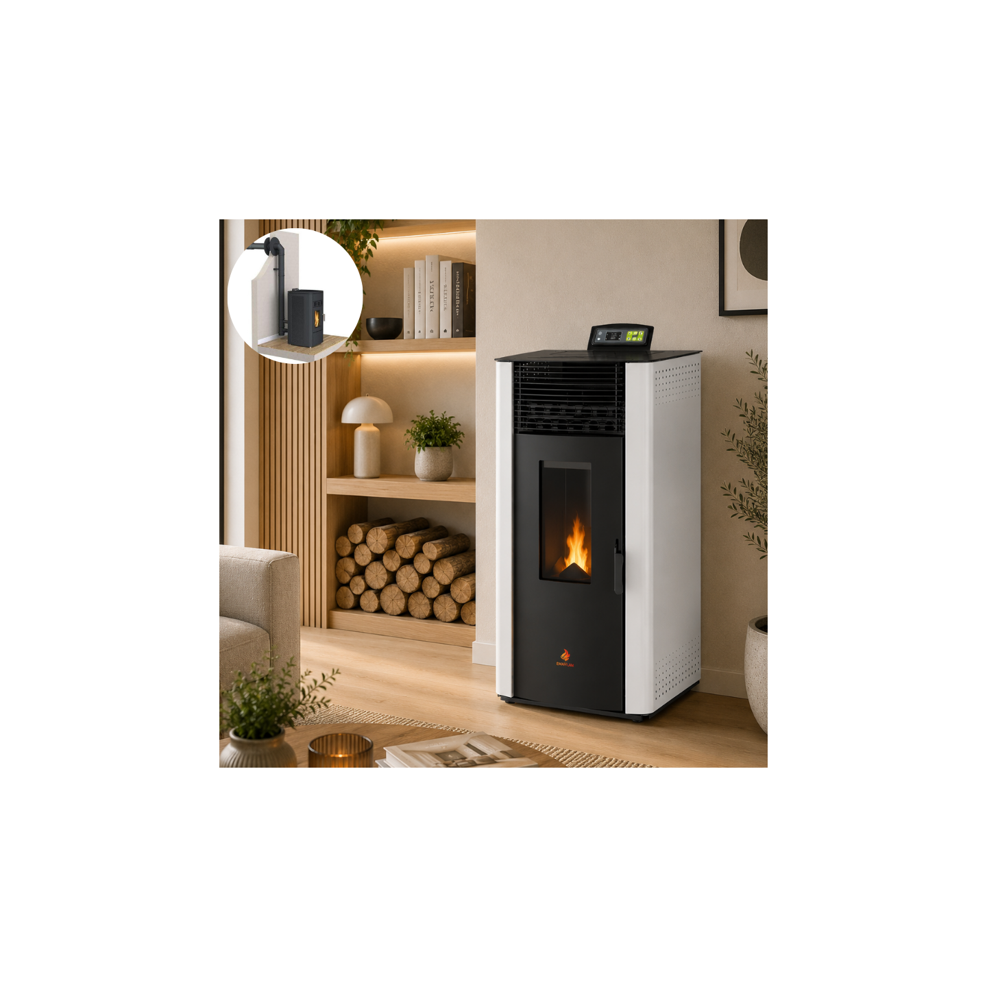 Pack poêle à granulés étanche EMMA 15 kW avec kit ventouse
