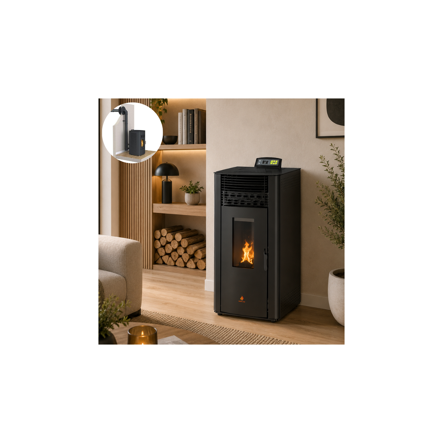 Pack poêle à granulés étanche EMMA 15 kW avec kit ventouse
