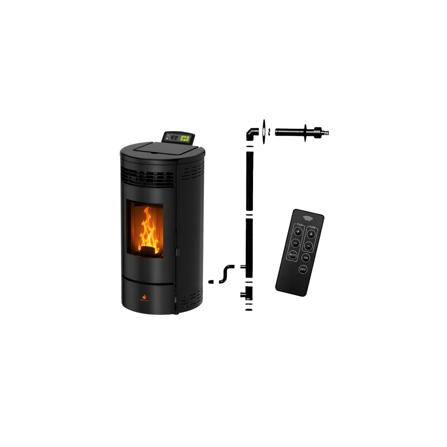 Pack poêle à granulés étanche FLORA 9 kW avec kit ventouse