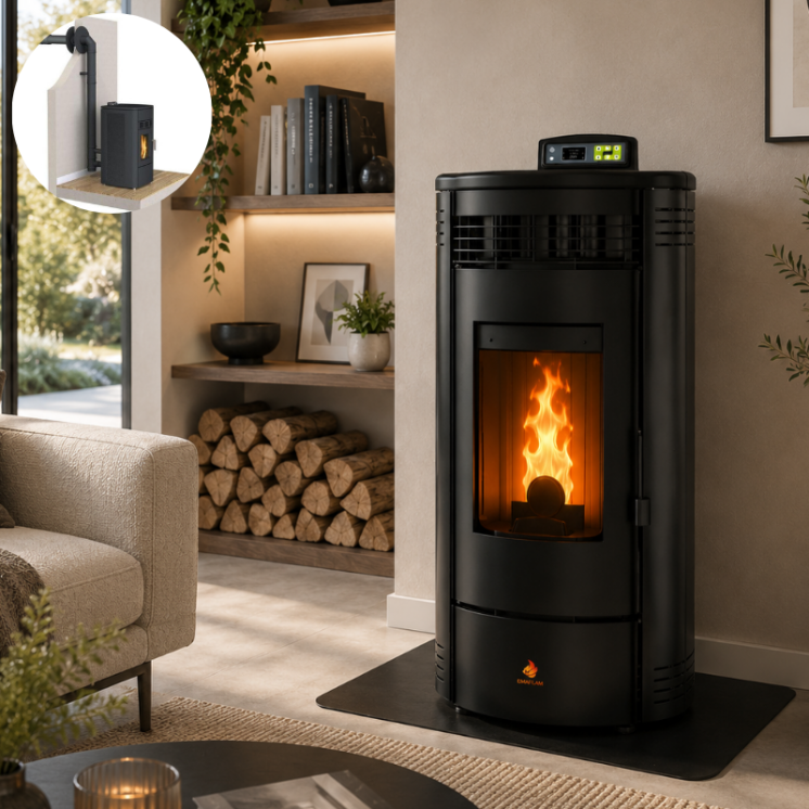 Pack poêle à granulés étanche FLORA 9 kW avec kit ventouse