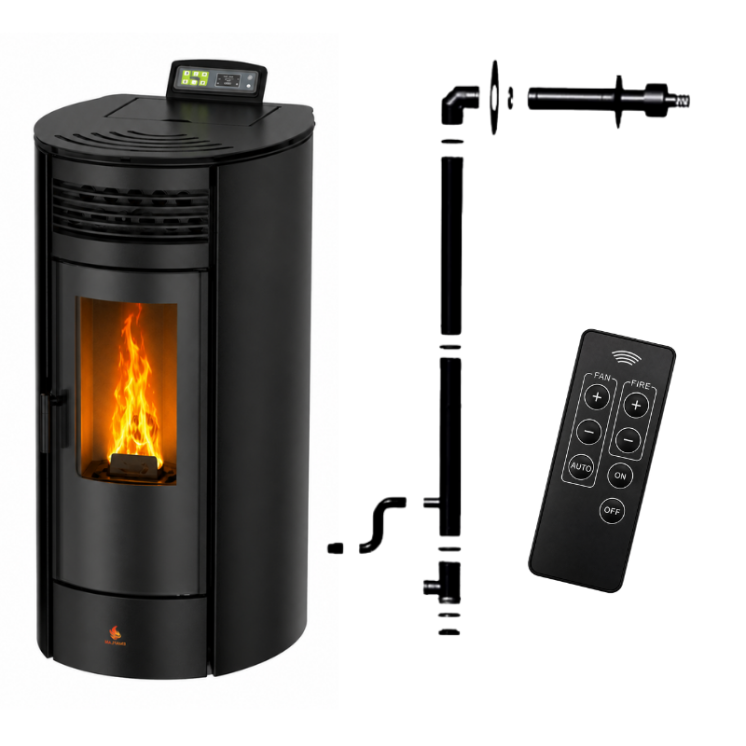 Pack poêle à granulés étanche FLORA 14 kW avec kit ventouse