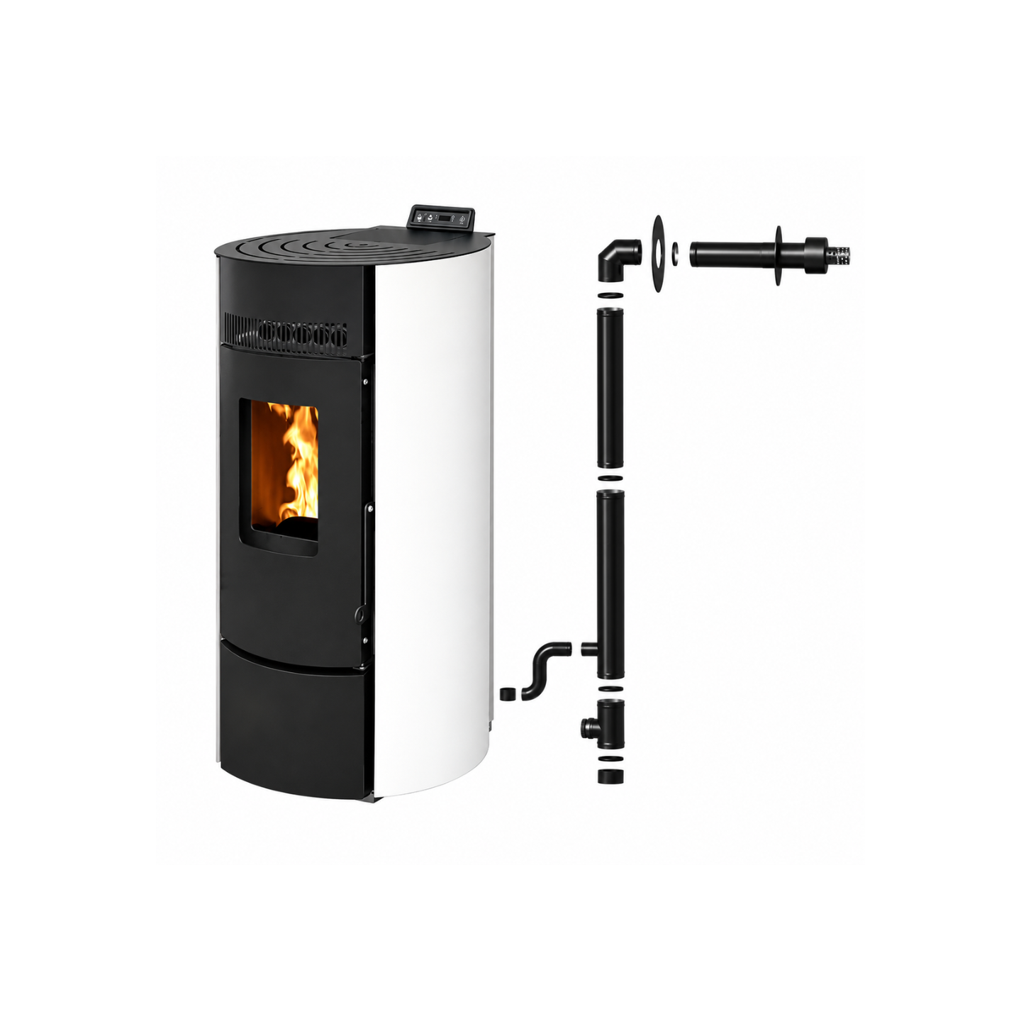 Pack Poêle à granules LEANDRO 9 Étanche + Kit Conduit Ventouse