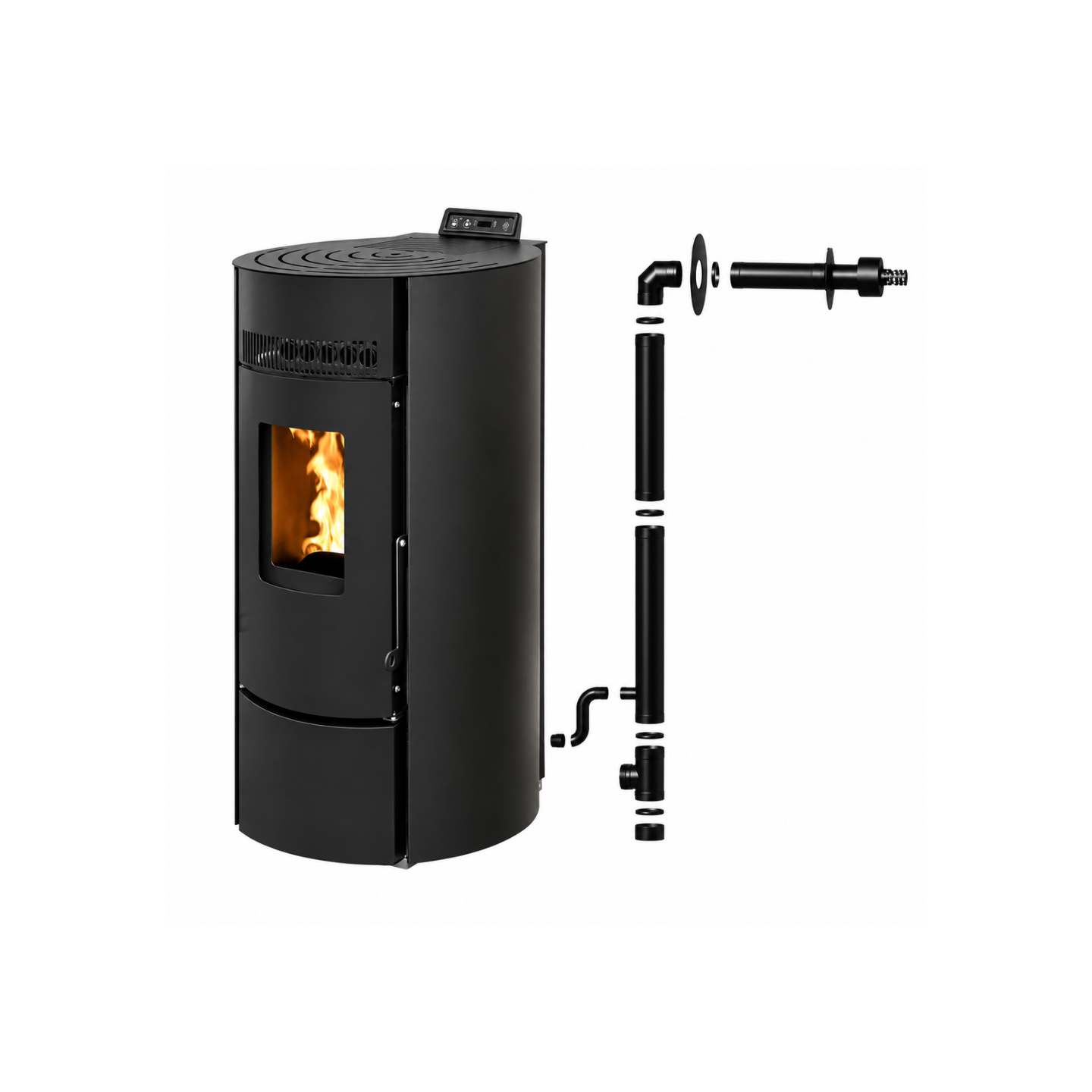 Pack Poêle à granules LEANDRO 9 Étanche + Kit Conduit Ventouse