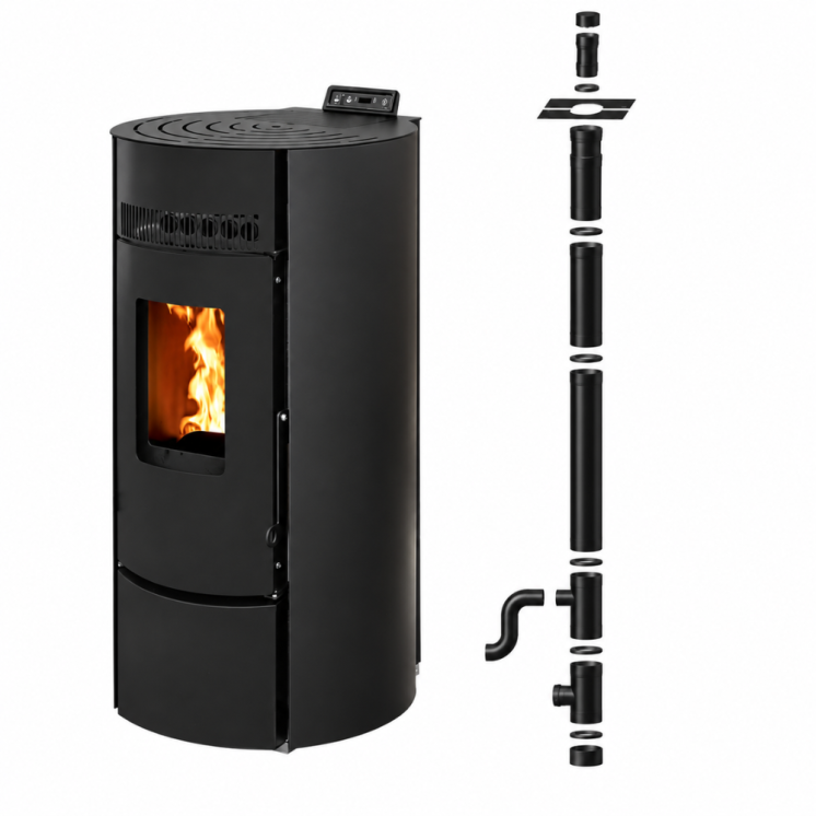 Pack Poêle à granulés étanche LEANDRO 9 kW + kit vertical