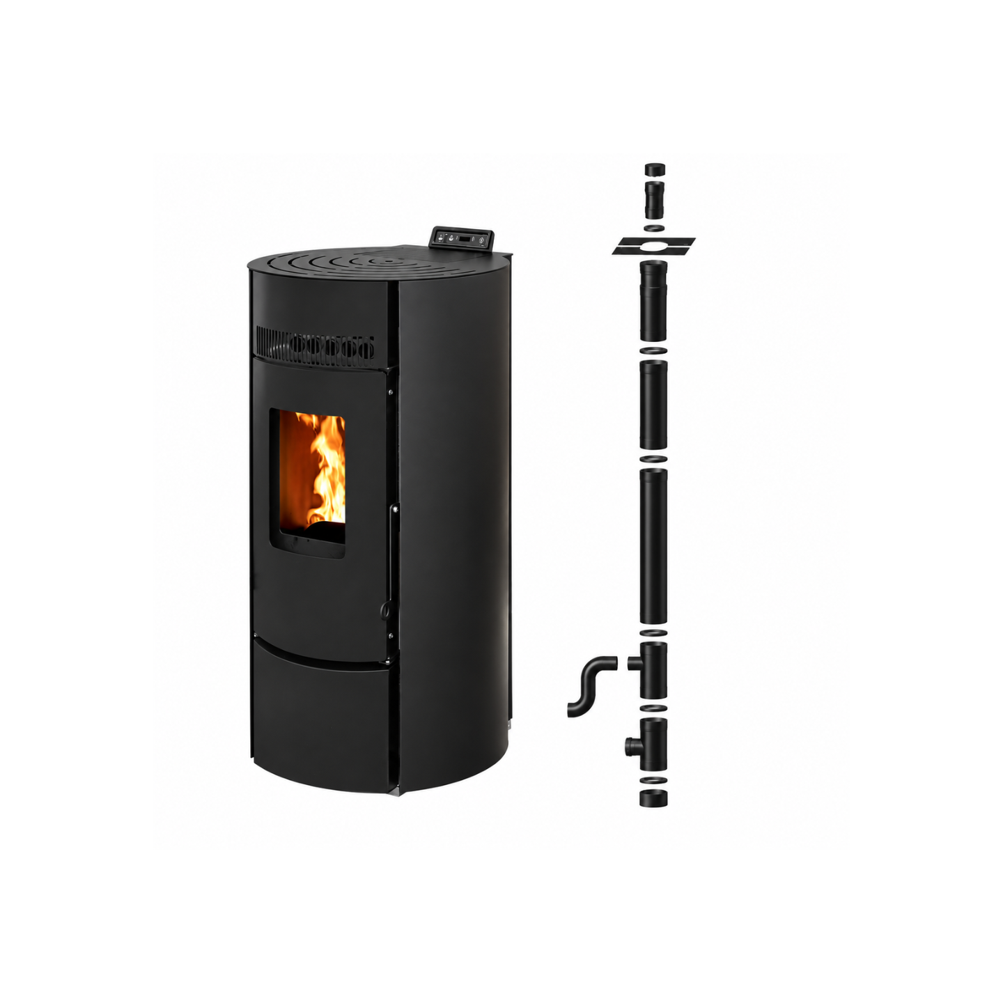 Pack Poêle à granulés étanche LEANDRO 9 kW + kit vertical