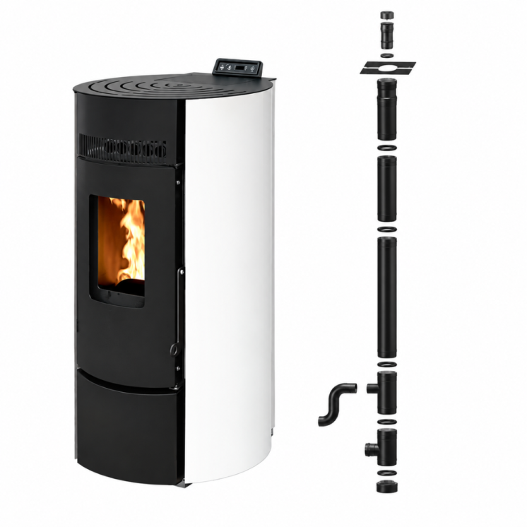 Pack Poêle à granulés étanche LEANDRO 9 kW + kit vertical