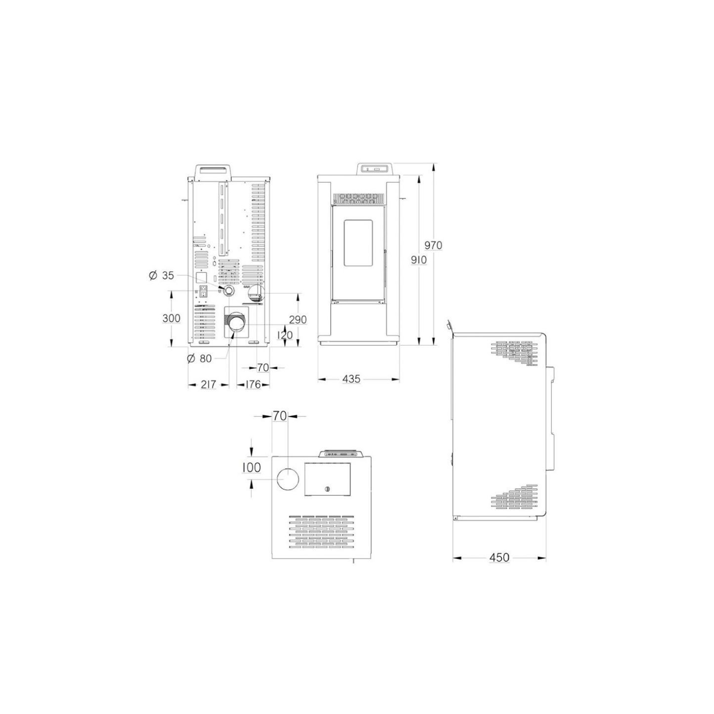 Pack Poêle à Granulés étanche GIOIA 9 kW + Kit Conduit Vertical