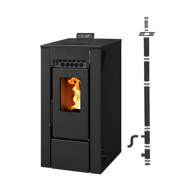 Pack Poêle à Granulés étanche GIOIA 9 kW + Kit Conduit Vertical