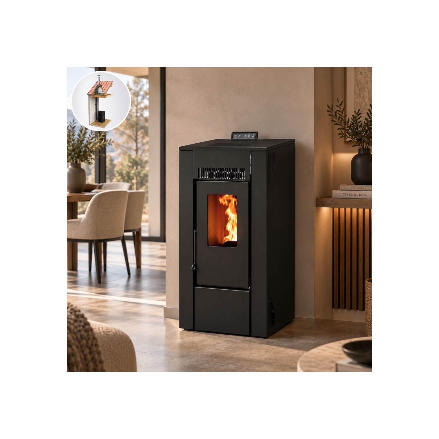 Pack Poêle à Granulés étanche GIOIA 9 kW + Kit Conduit Vertical