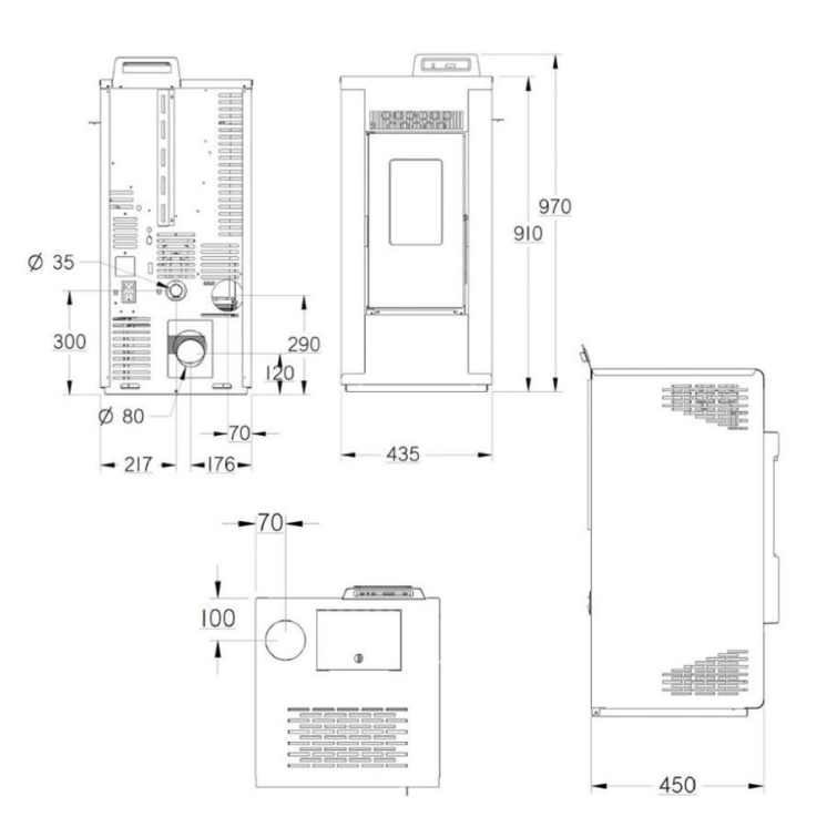 Pack Poêle à granulés étanche GIOIA 9 kW + Kit Conduit Ventouse