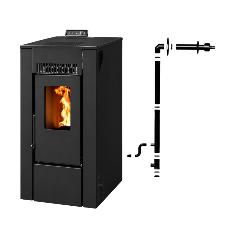 Pack Poêle à granulés étanche GIOIA 9 kW + Kit Conduit Ventouse