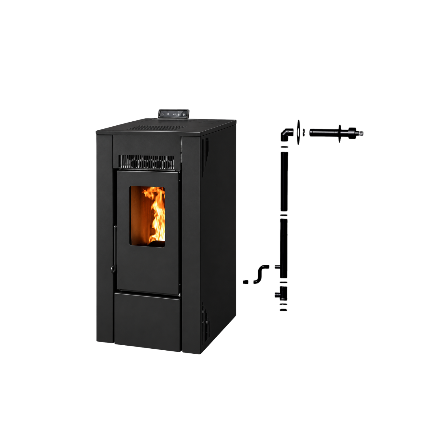 Pack Poêle à granulés étanche GIOIA 9 kW + Kit Conduit Ventouse