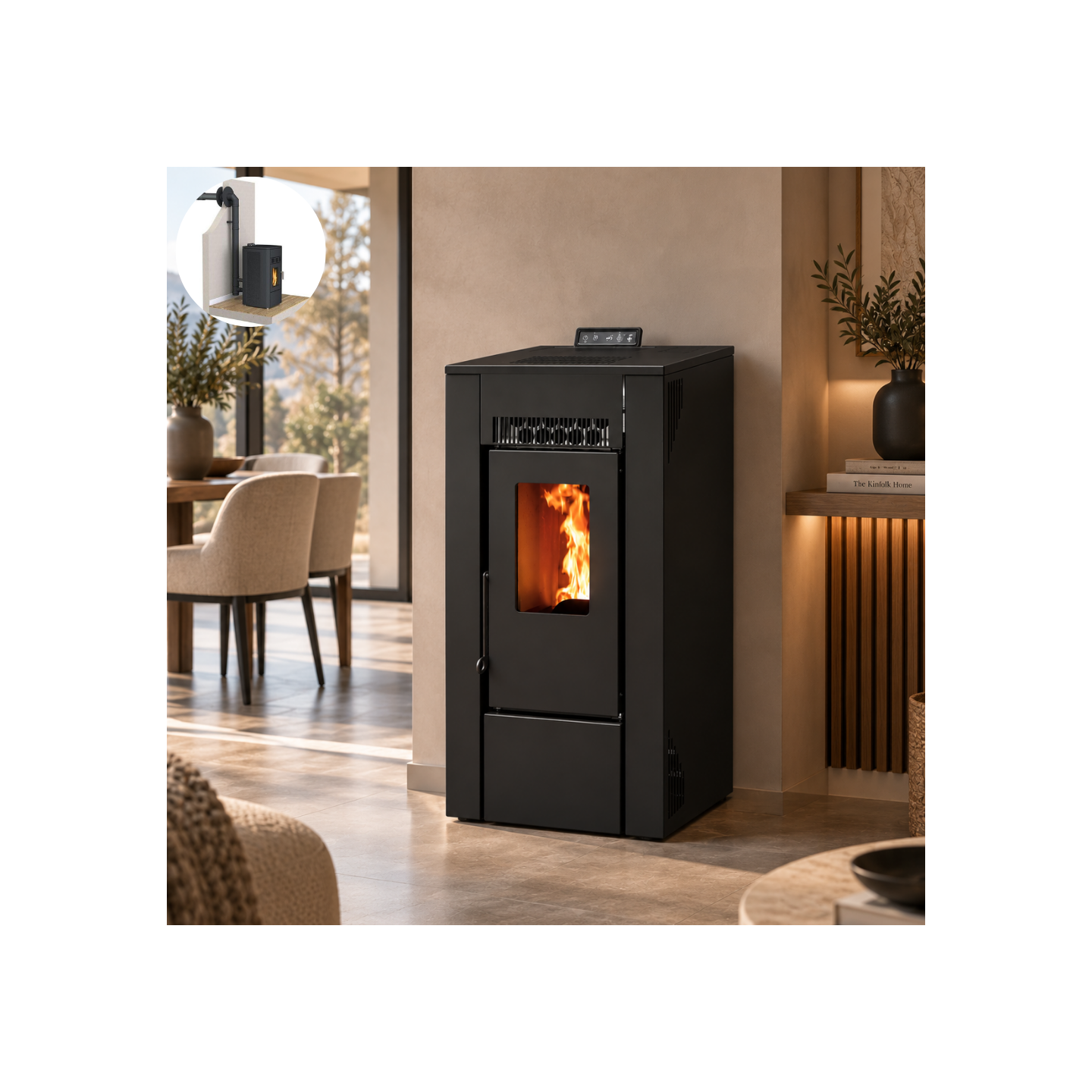 Pack Poêle à granulés étanche GIOIA 9 kW + Kit Conduit Ventouse