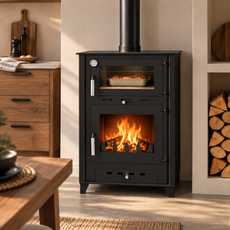 Poêle à bois ROSA 10 avec four | Chauffage performant et cuisson