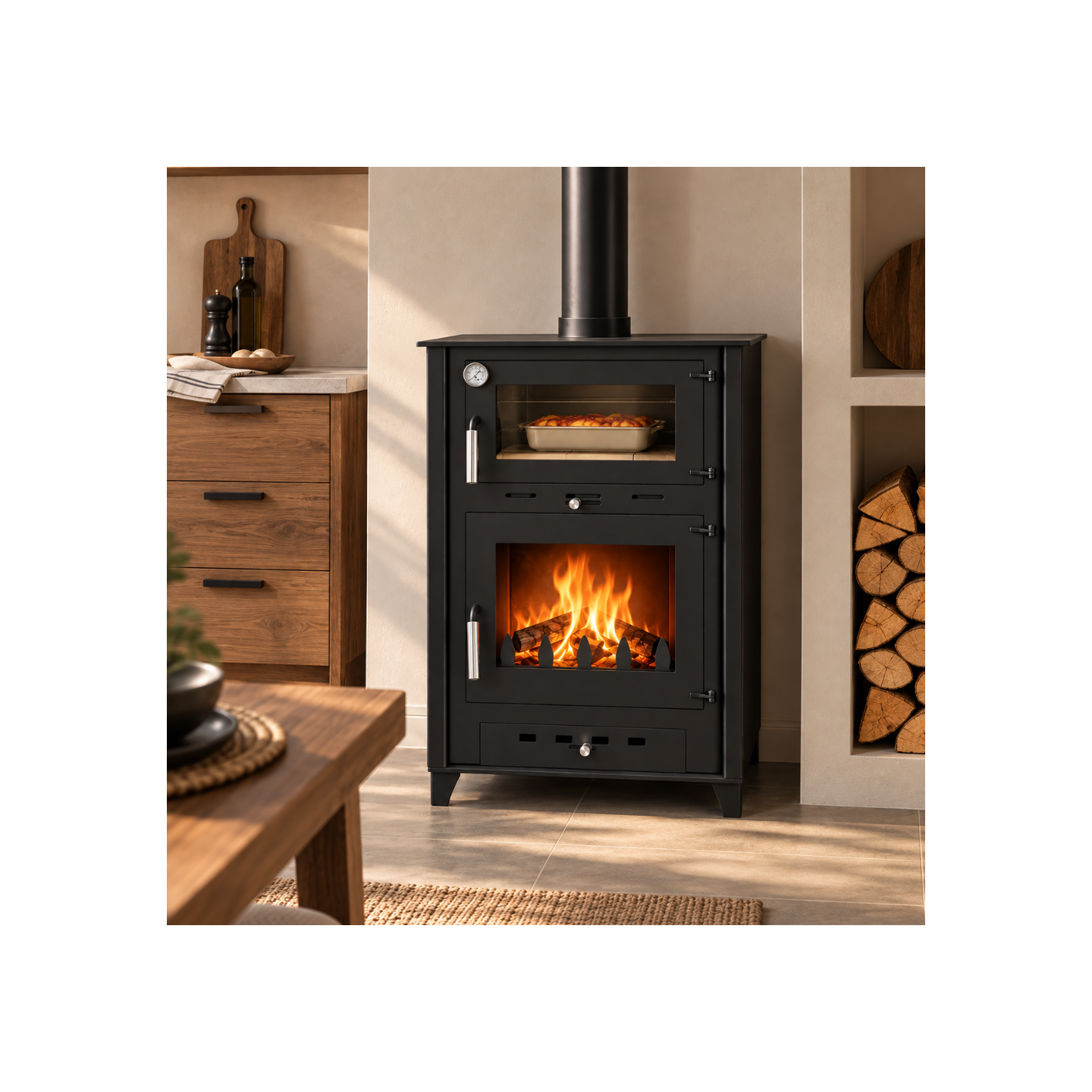 Poêle à bois ROSA 10 avec four | Chauffage performant et cuisson
